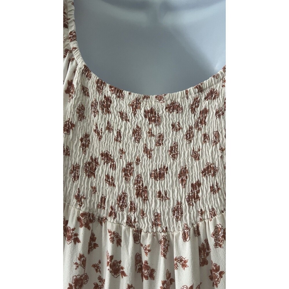 Kirious Los Angeles Floral Midi Dress Size Large Smocked Puffy Sleeves Rayon - Picture 9 of 12